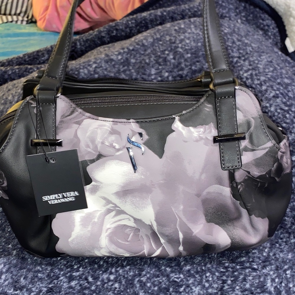 Simply Vera Vera Wang Black and White Floral Shoulder Bag